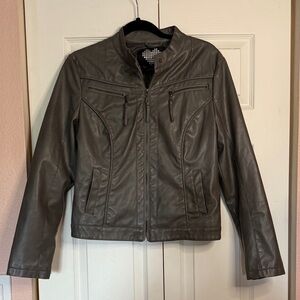 Brave Soul Women's Charcoal Faux Leather Jacket